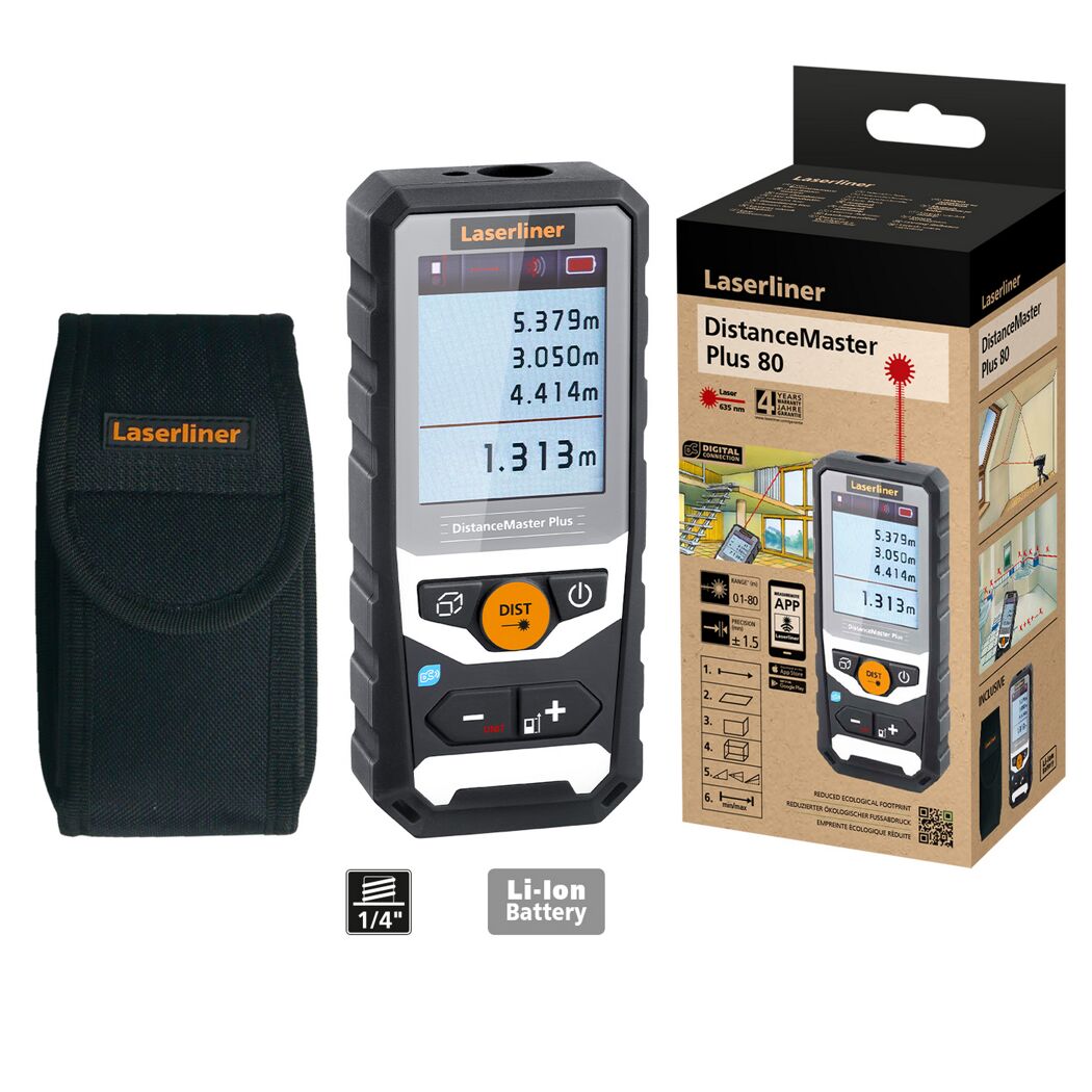 Laser-Entfernungsmesser 'DistanceMaster Plus 80' mit Tasche