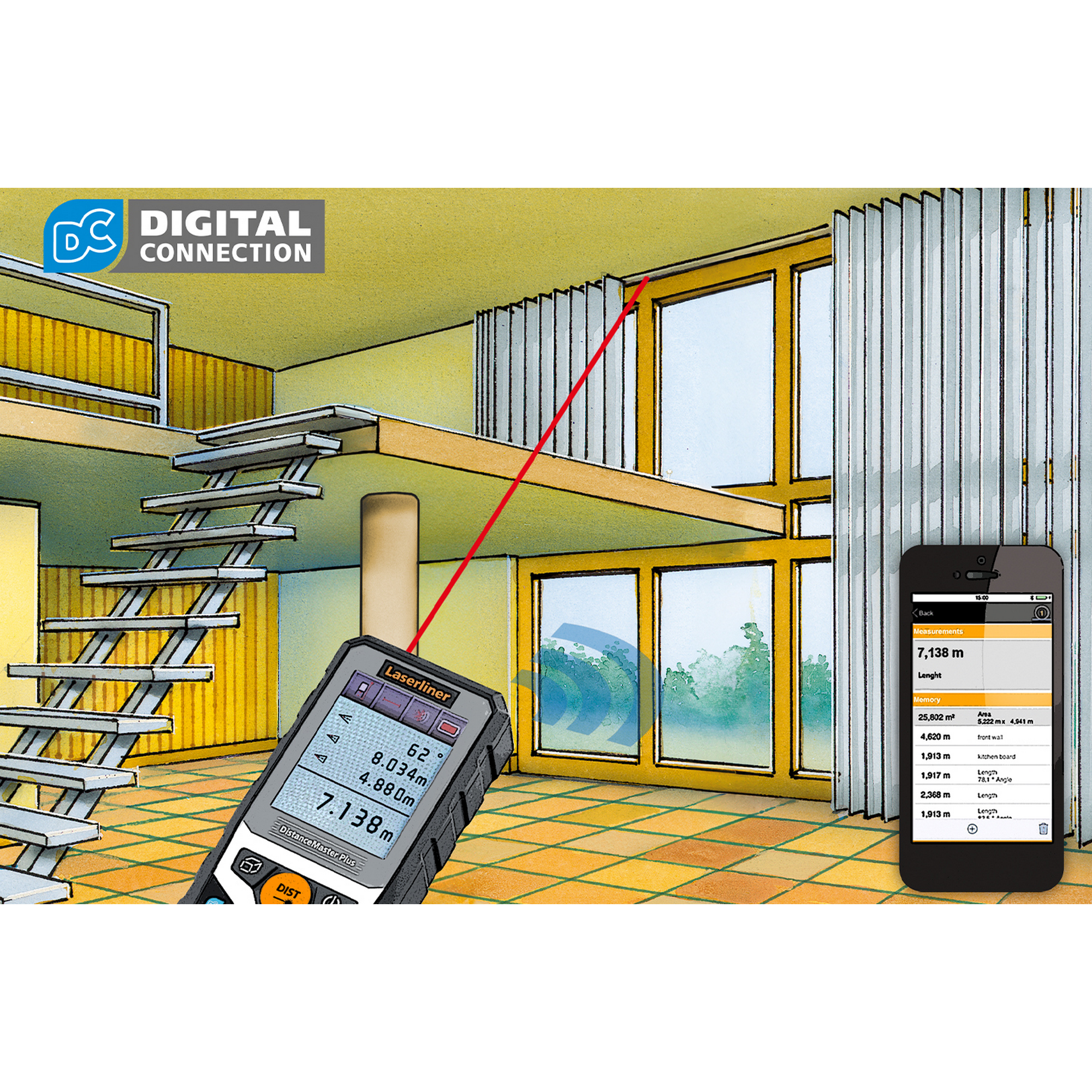 Laser-Entfernungsmesser 'DistanceMaster Plus 80' mit Tasche