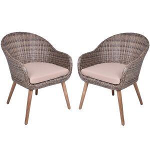 Gartenstuhlset 'Pueblo' Aluminium/Holz schwarz 2 Stück