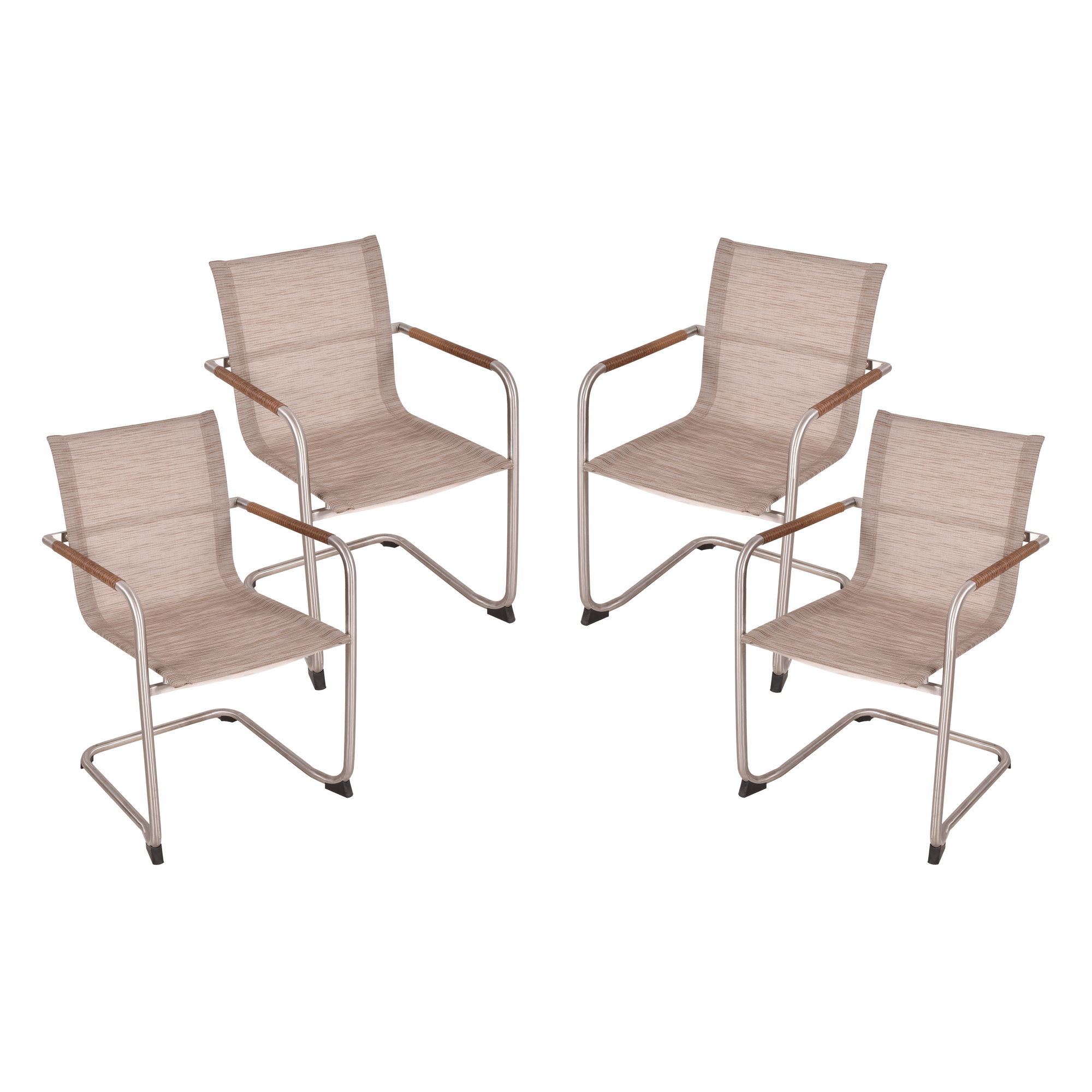Gartenstuhlset 'Nova' stapelbar Edelstahl hellbraun/silbern 4 Stück