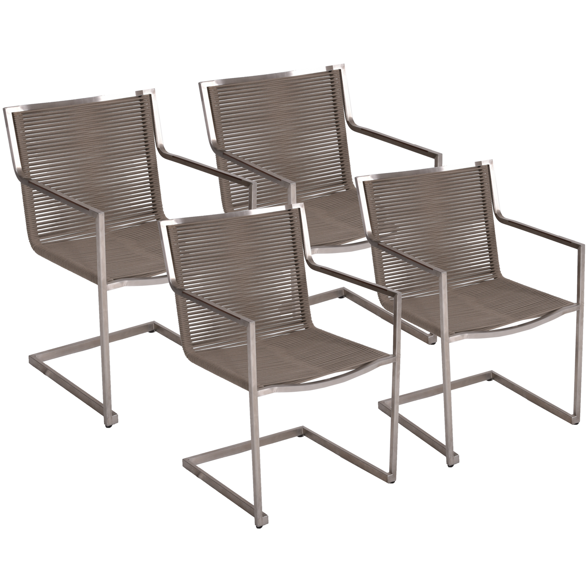 Gartenstuhlset 'Sienna' stapelbar Edelstahl grau 4 Stück