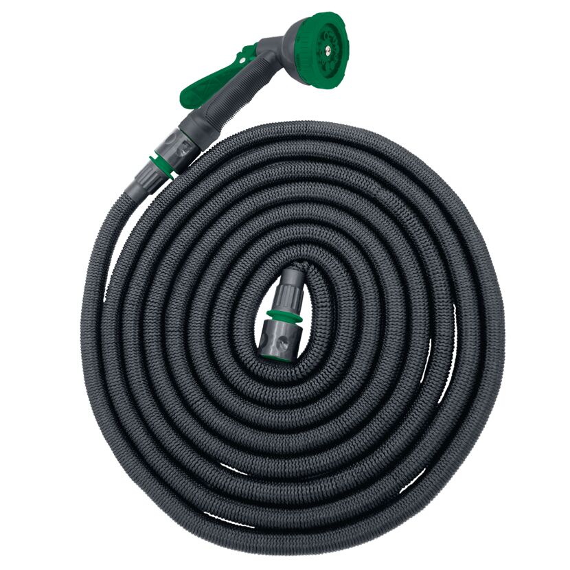 Flex-Gartenschlauch mit Multifunktionsbrause 5-15 m