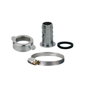 Halbe Schlauchverschraubung Messing verchromt 3/4" M x 1/2" T mit Schlauchklemme