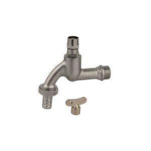 Auslaufventil mit Steckschlüssel Messing verchromt matt 1/2" AG x 3/4" AG x 1/2" T