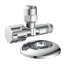 Eckventil Messing verchromt 3/8" AG x 10 mm, mit Schubrosette, selbstdichtend