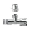 Eckventil Messing verchromt 3/8" AG x 10 mm, mit Schubrosette, selbstdichtend