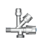 Eckventil Messing verchromt 3/8" AG x 3/4" AG x 3/8" AG x 10 mm, mit Rückflussverhinderer