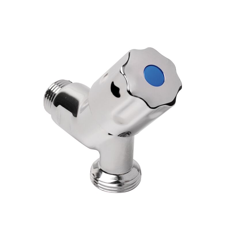 Auslaufventil kurz verchromt 1/2" AG x 3/4" AG, mit Rückflussverhinderer
