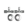 Eckventil verchromt 1/2" AG x 3/8" AG x 10 mm mit Schubrosette, 2 Stück