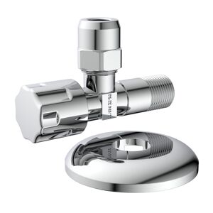 Eckventil Messing verchromt 3/8" AG x 3/8" AG x 10 mm, mit Schubrosette