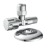 Eckventil Messing verchromt 3/8" AG x 3/8" AG x 10 mm, mit Schubrosette
