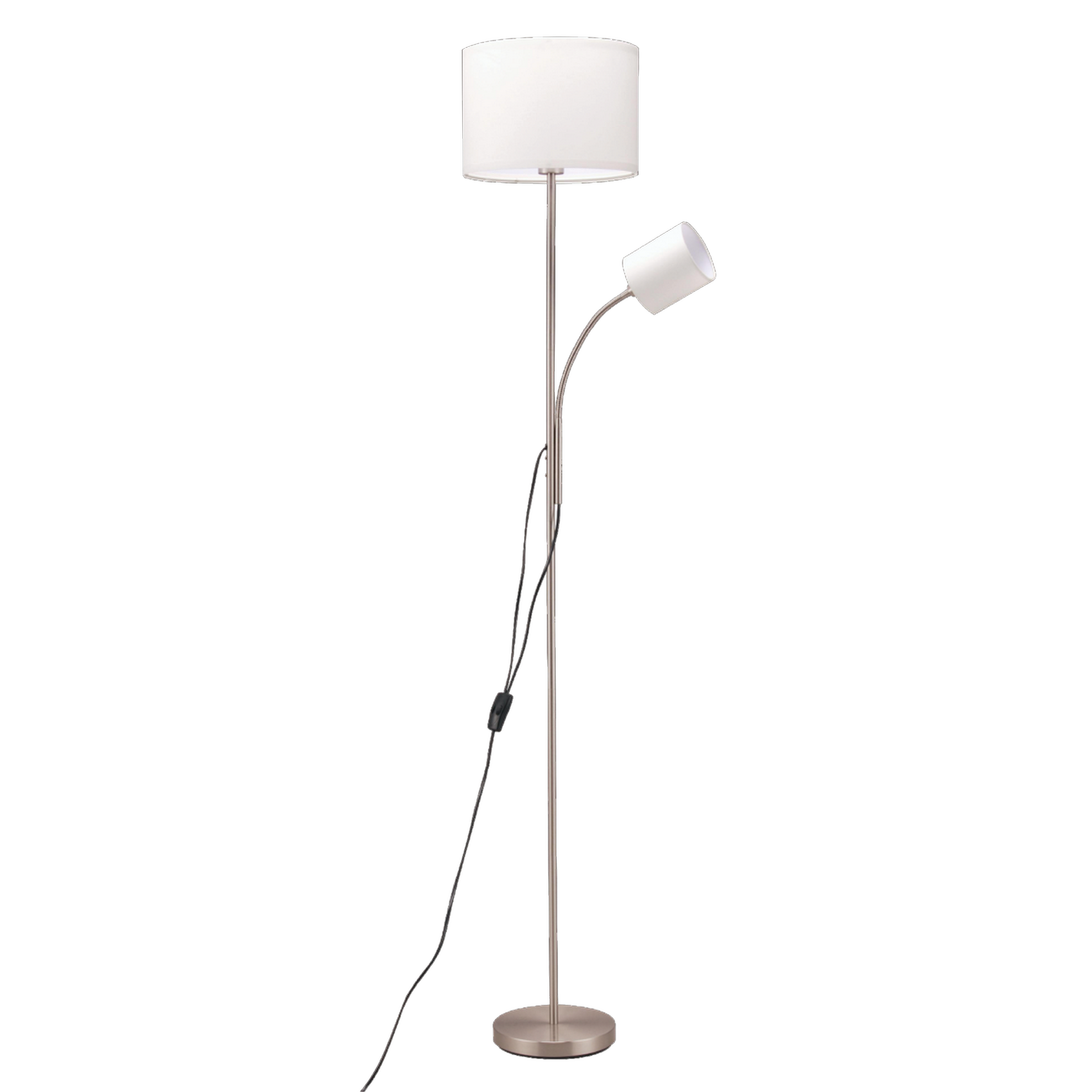 Stehleuchte 'Helena' silberfarben/weiß 2-flamig E27/E14, 170 cm