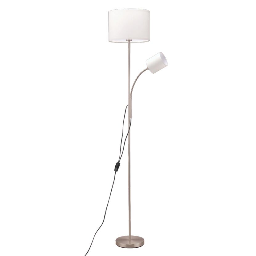 Stehleuchte 'Helena' silberfarben/weiß 2-flamig E27/E14, 170 cm