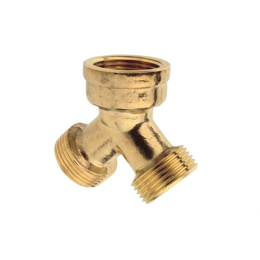 Zweiwege-Verteilerstück Messing blank 3/4" IG x 3/4" AG