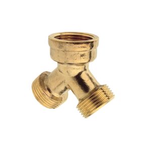 Zweiwege-Verteilerstück Messing blank 3/4" IG x 3/4" AG