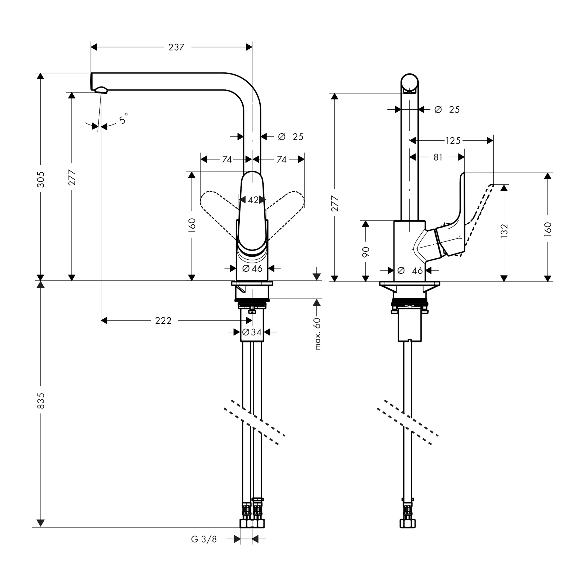 Einhebel-Küchenarmatur 'Focus M41' 280 mm Chrom