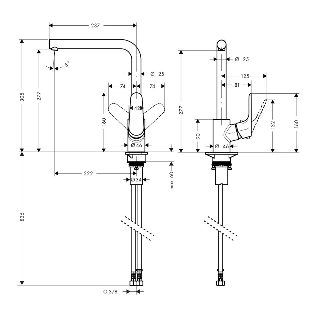 Einhebel-Küchenarmatur 'Focus M41' 280 mm Chrom