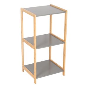 Regal Bambus 3 Böden grau/braun 40 x 80 x 30 cm