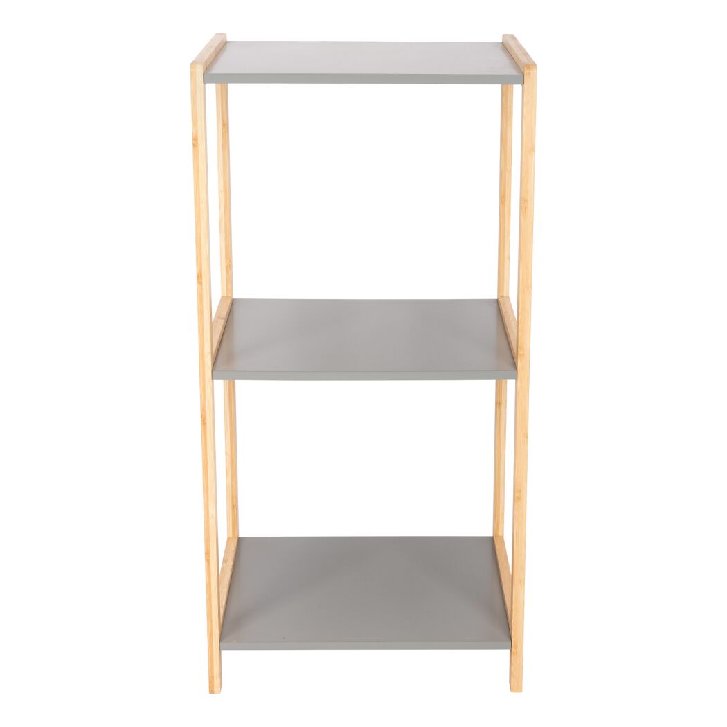 Regal Bambus 3 Böden grau/braun 40 x 80 x 30 cm