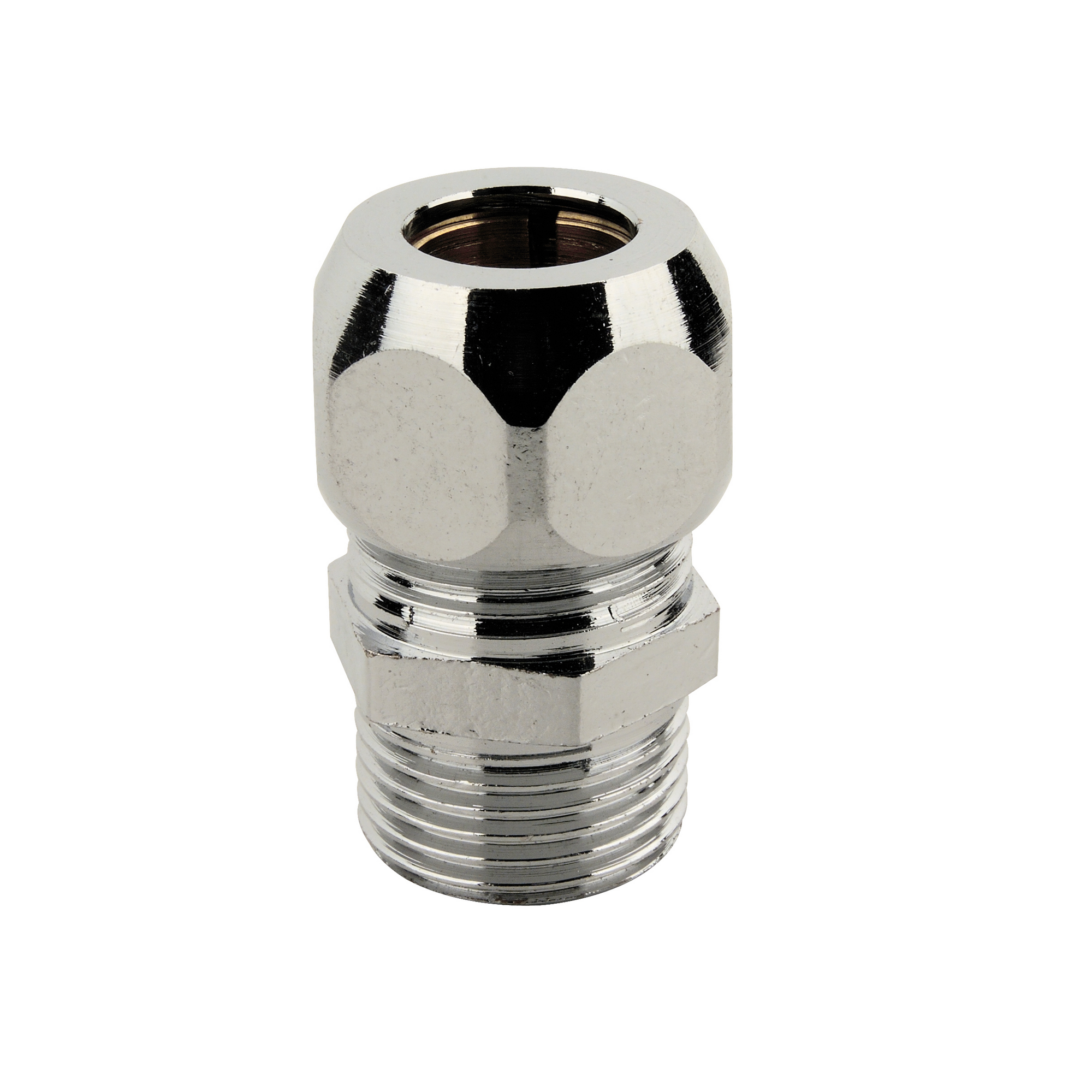 Quetschverschraubung-Nippel Messing verchromt 3/8" AG x 10 mm