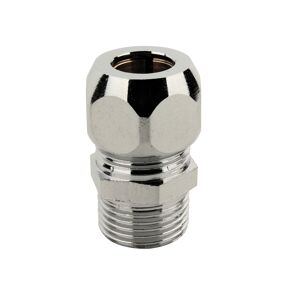 Quetschverschraubung-Nippel Messing verchromt 3/8" AG x 10 mm