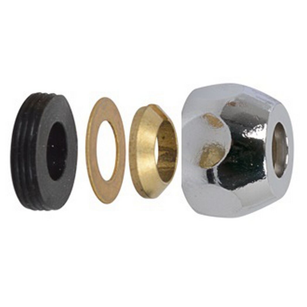 Quetschverschraubung-Überwurf Messing verchromt 3/8" x 8 mm, 2 Stück