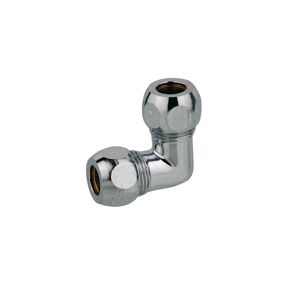 Quetschverschraubung-Winkel 90° Messing verchromt 3/8" x 10 mm