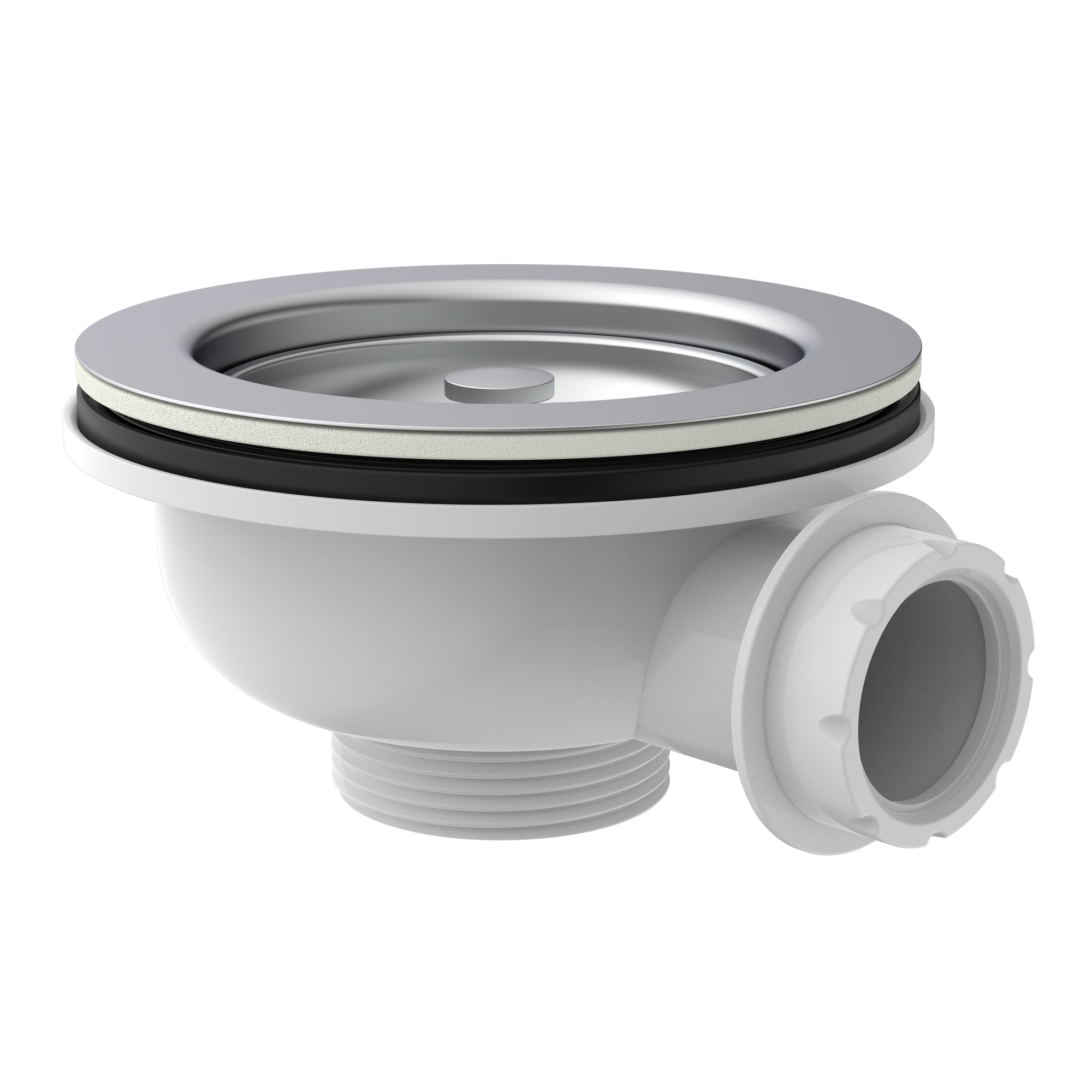 Korbventil 1 1/2" AG Ventilkelch Ø 114 mm, mit 1" Überlaufanschluss