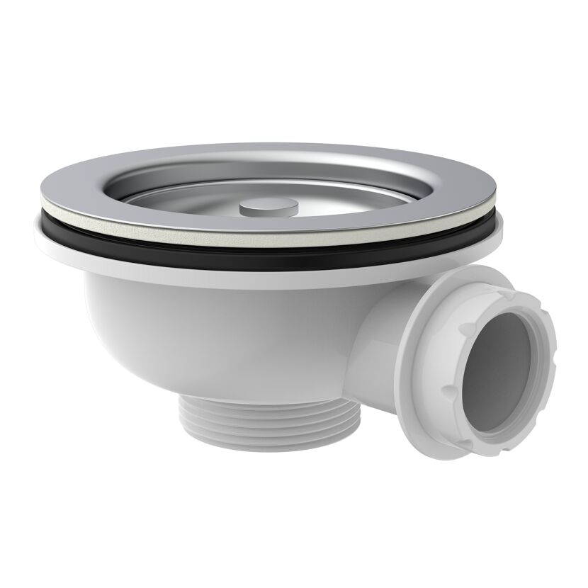 Korbventil 1 1/2" AG Ventilkelch Ø 114 mm, mit 1" Überlaufanschluss