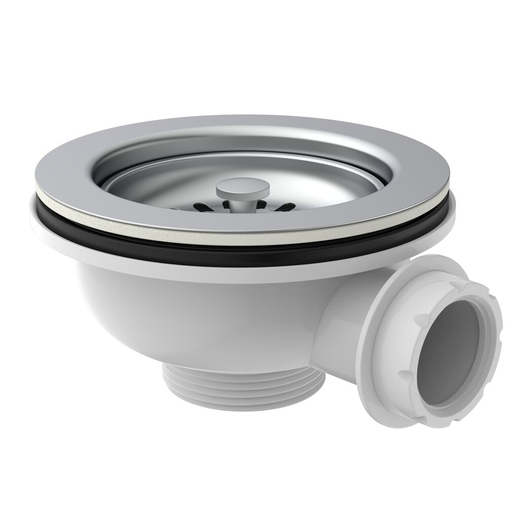 Korbventil 1 1/2" AG Ventilkelch Ø 114 mm, mit 1" Überlaufanschluss