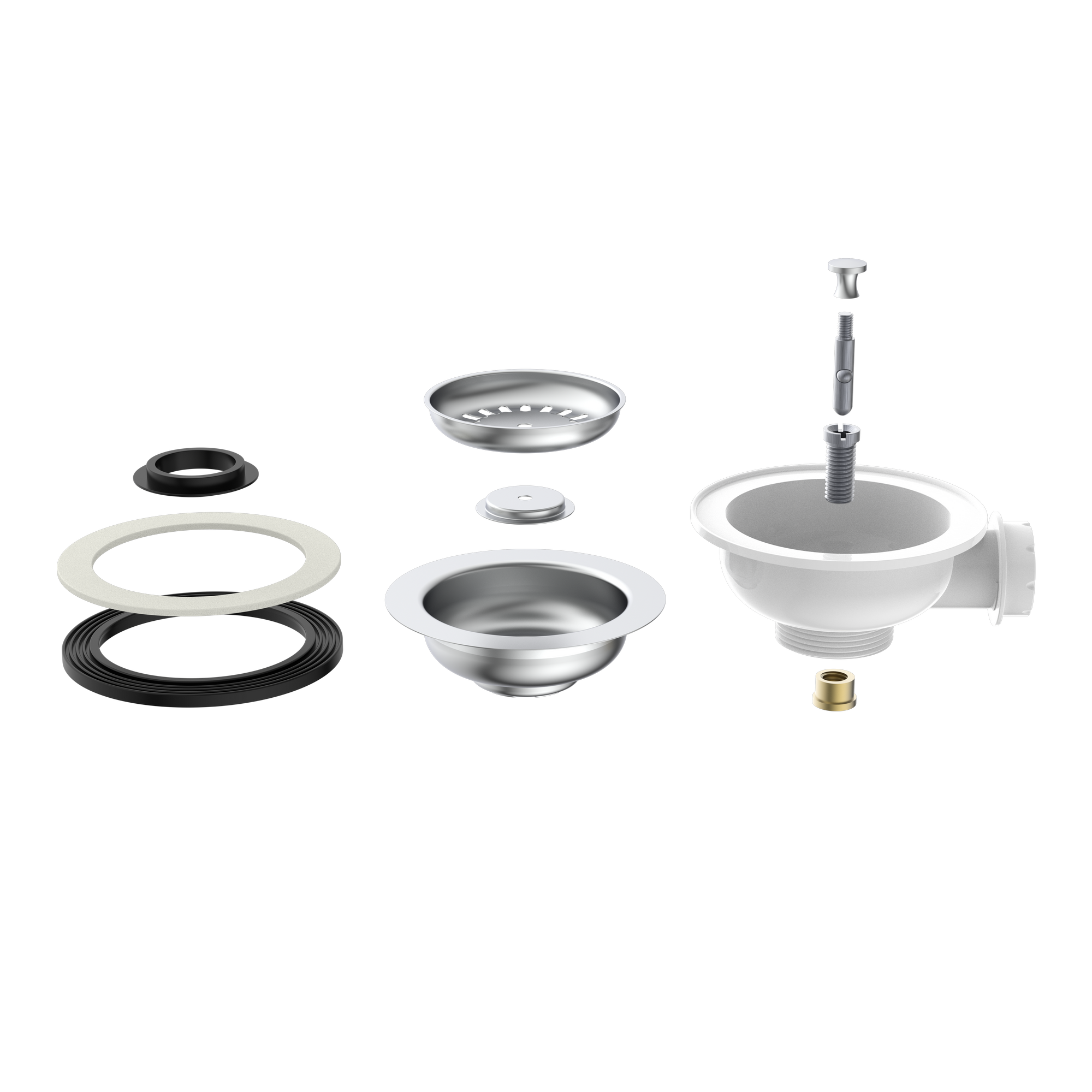 Korbventil 1 1/2" AG Ventilkelch Ø 114 mm, mit 1" Überlaufanschluss