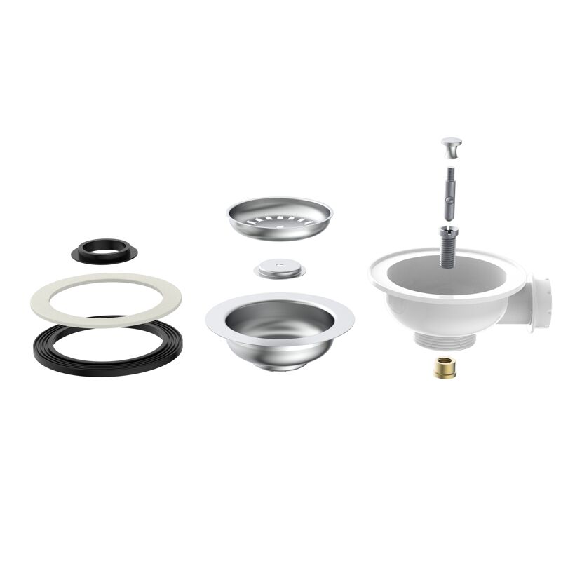 Korbventil 1 1/2" AG Ventilkelch Ø 114 mm, mit 1" Überlaufanschluss