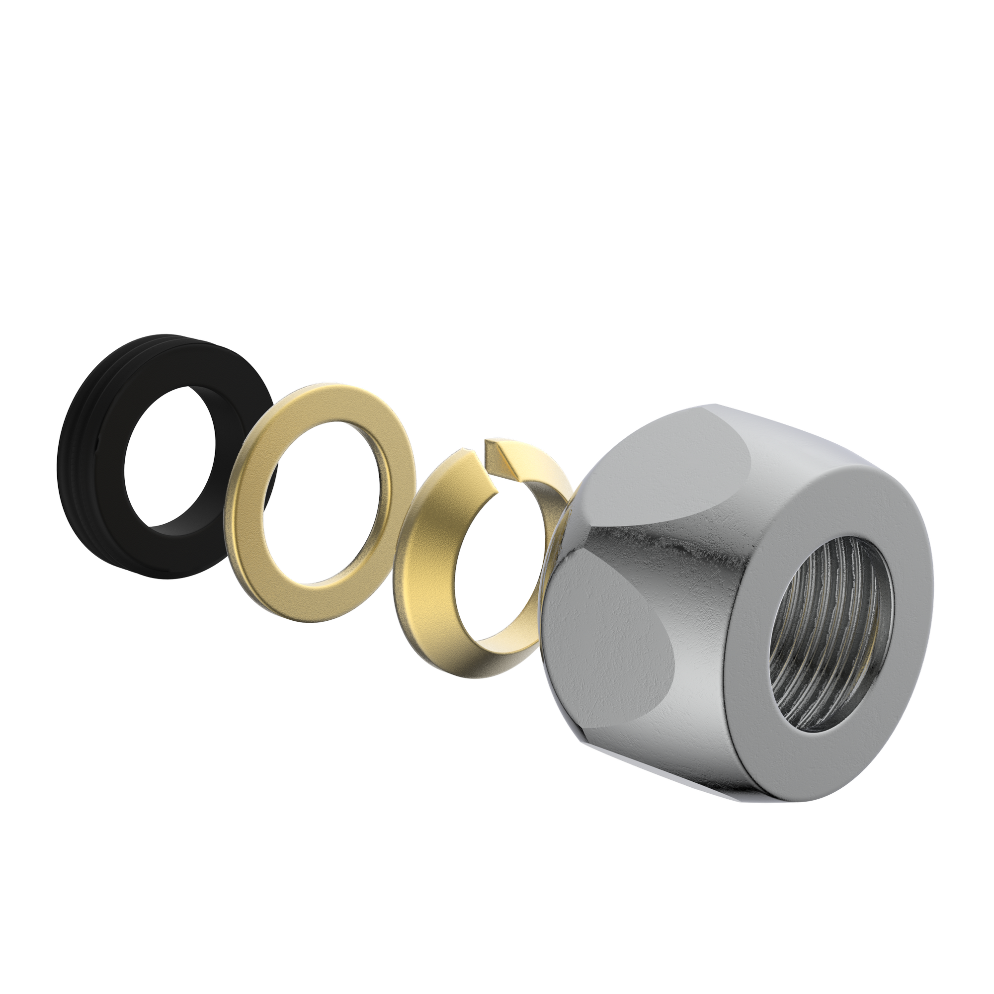 Quetschverschraubung-Überwurf Messing verchromt 3/8" x 10 mm