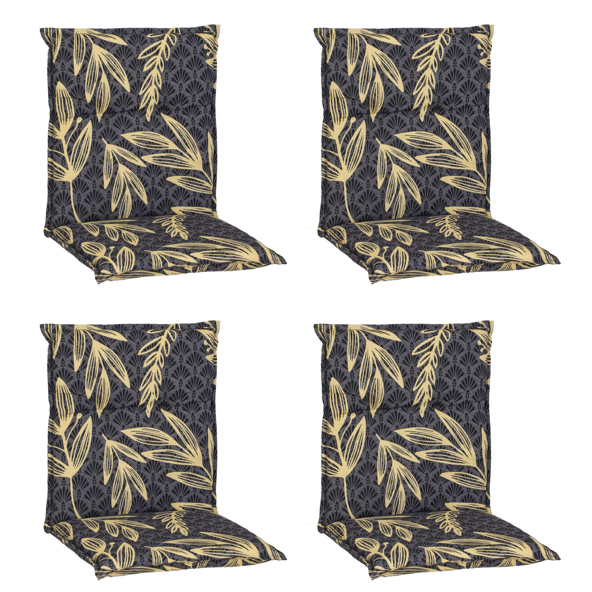 Niedriglehner-Auflagen-Set 'Barcelona' grau/goldfarben 50 x 101 x 6 cm 4 Stück