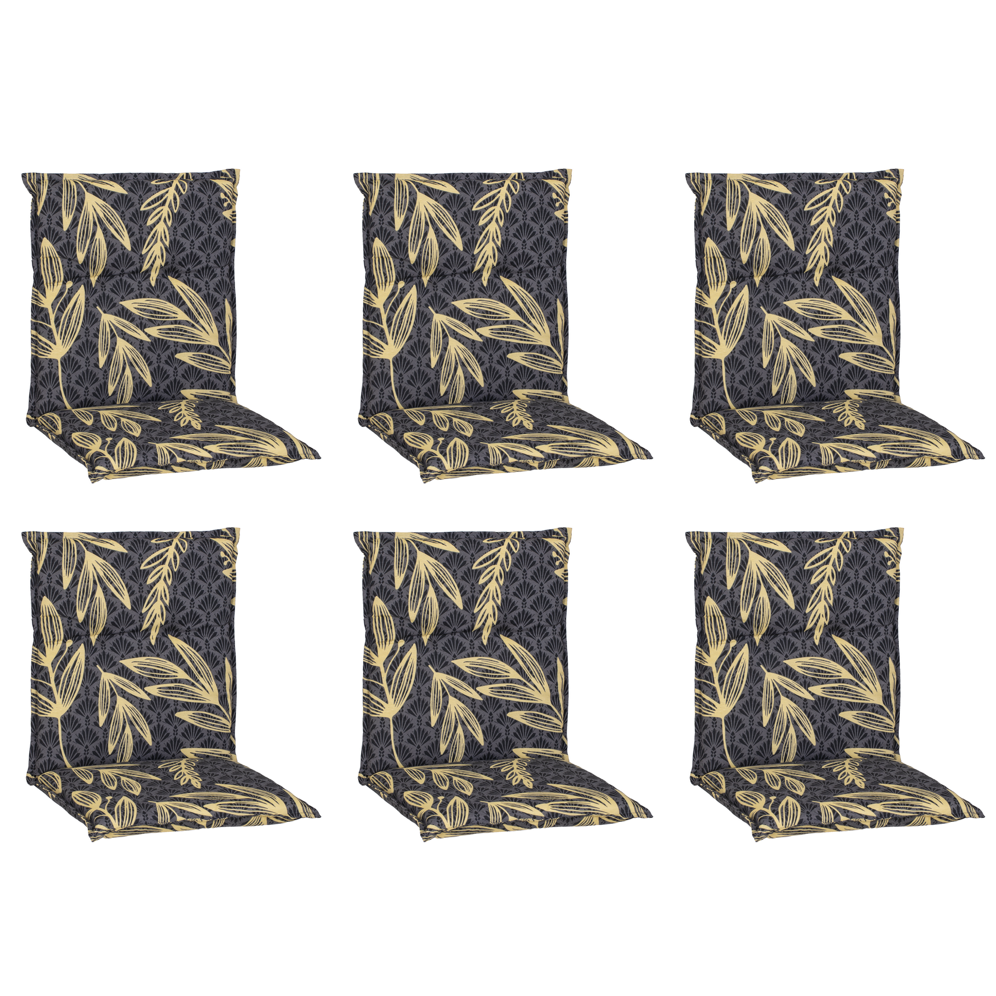 Niedriglehner-Auflagen-Set 'Barcelona' grau/goldfarben 50 x 101 x 6 cm 6 Stück