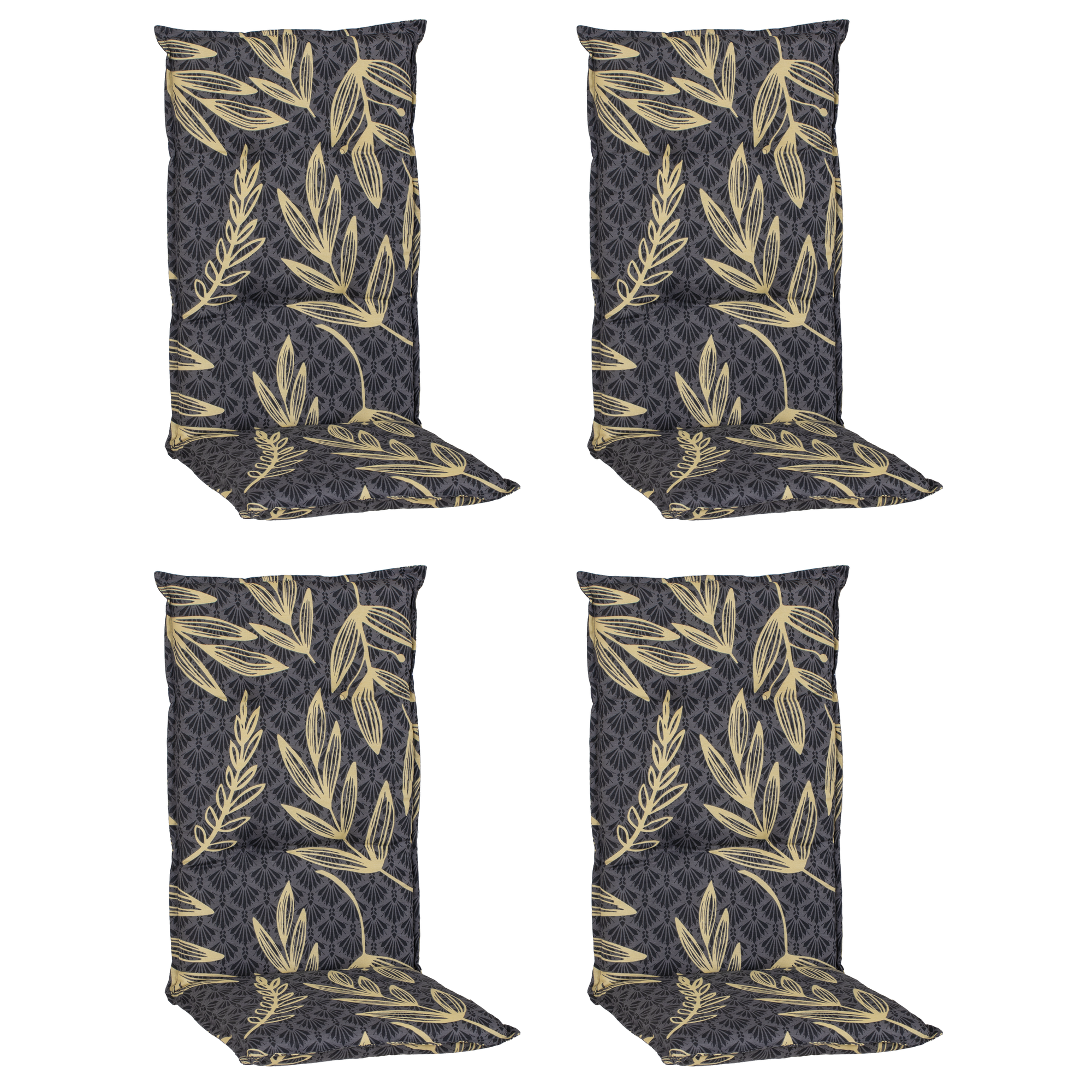 Hochlehner-Auflagen-Set 'Barcelona' grau/goldfarben 50 x 118 x 24 cm 4 Stück