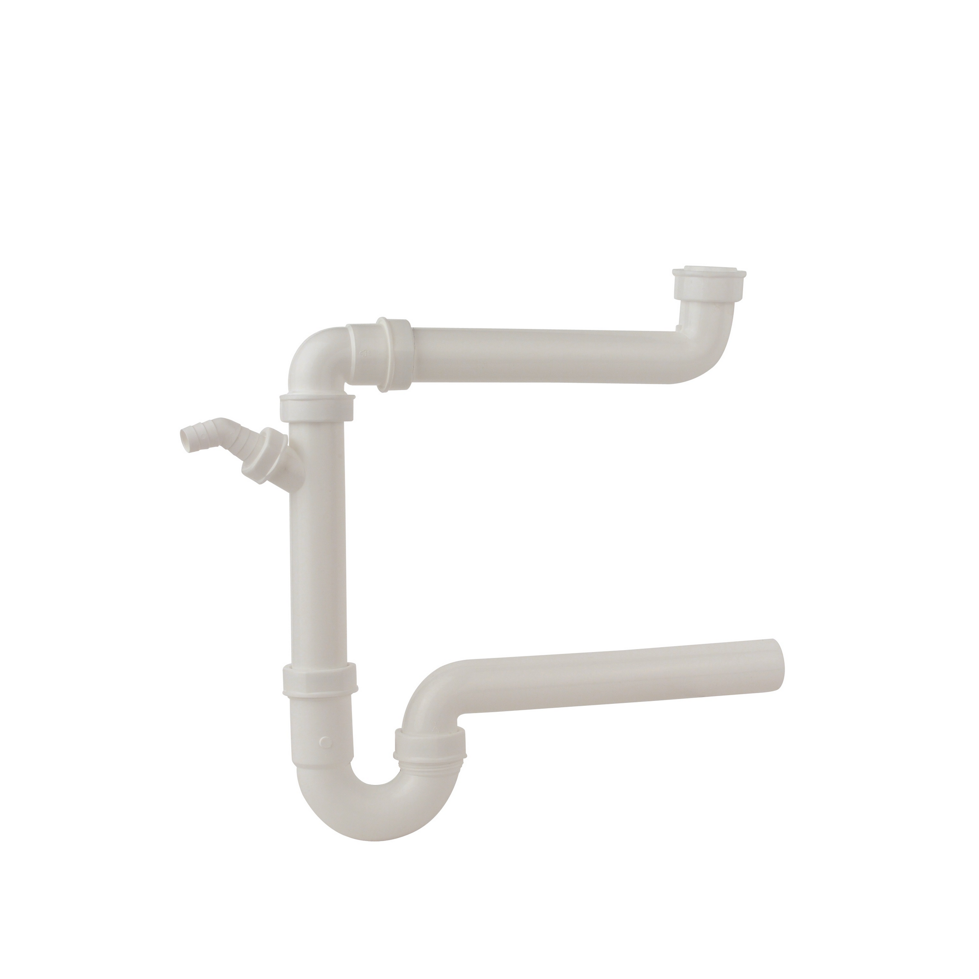 Raumspar-Spültisch-Röhrensiphon weiß 1 1/2" IG x 40 mm, mit 3/4" Geräteanschluss