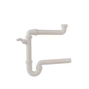 Raumspar-Spültisch-Röhrensiphon weiß 1 1/2" IG x 40 mm, mit 3/4" Geräteanschluss