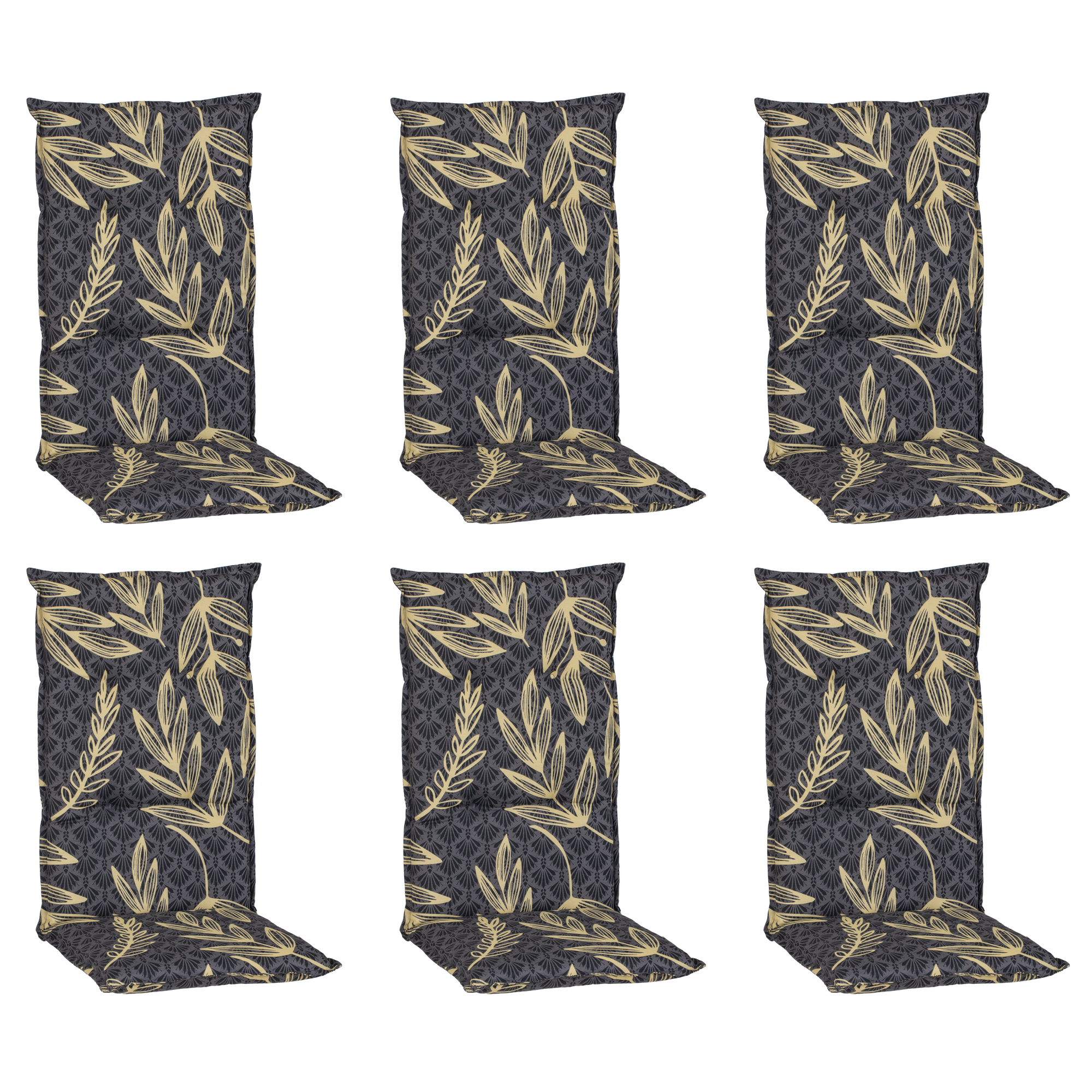 Hochlehner-Auflagen-Set 'Barcelona' grau/goldfarben 50 x 118 x 36 cm 6 Stück
