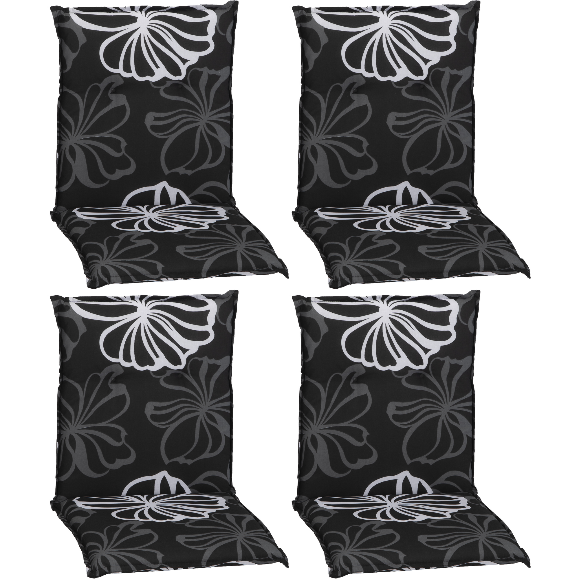 Niedriglehner-Auflagen-Set 'Barcelona' schwarz/weiß 50 x 101 x 6 cm 4 Stück