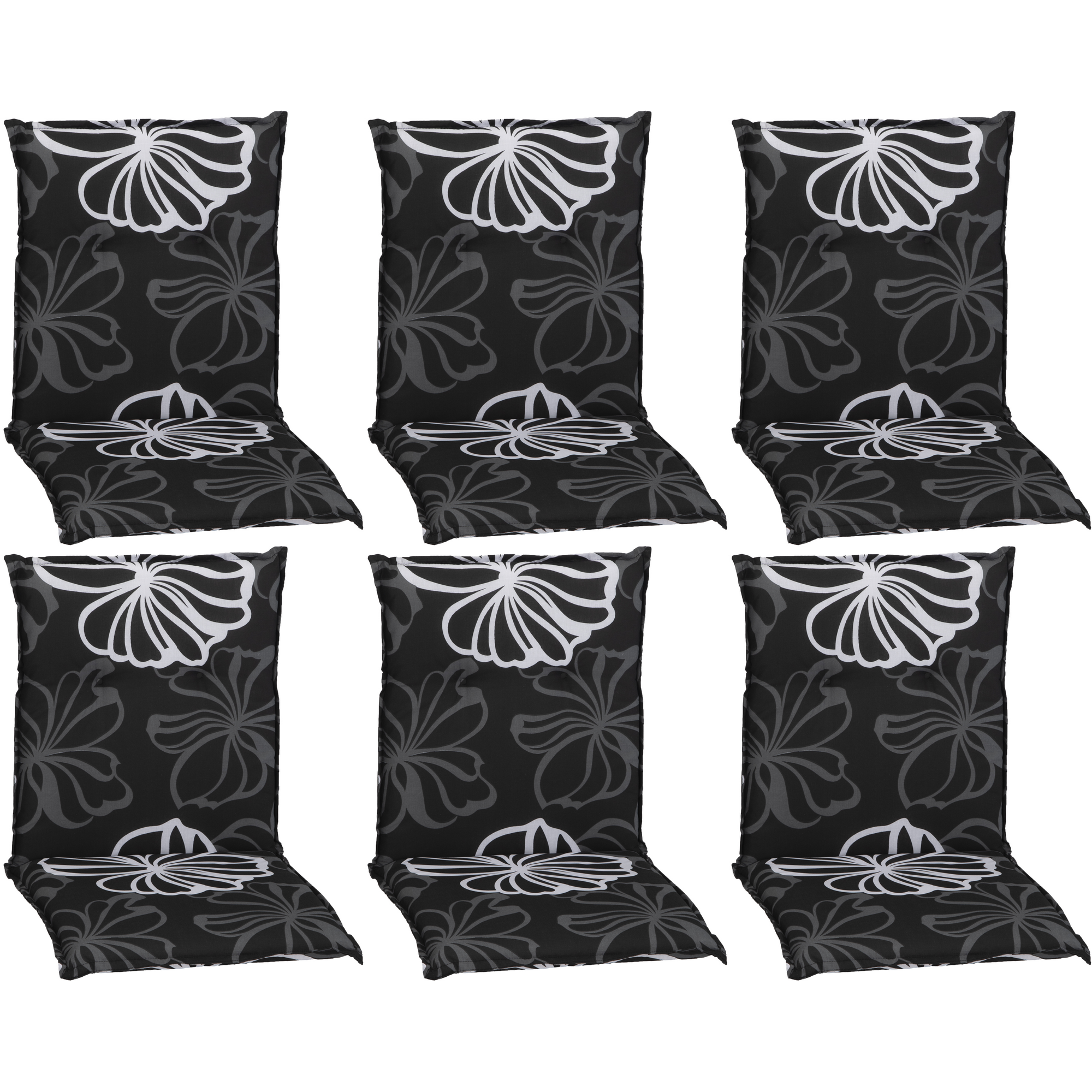 Niedriglehner-Auflagen-Set 'Barcelona' schwarz/weiß 50 x 101 x 6 cm 6 Stück