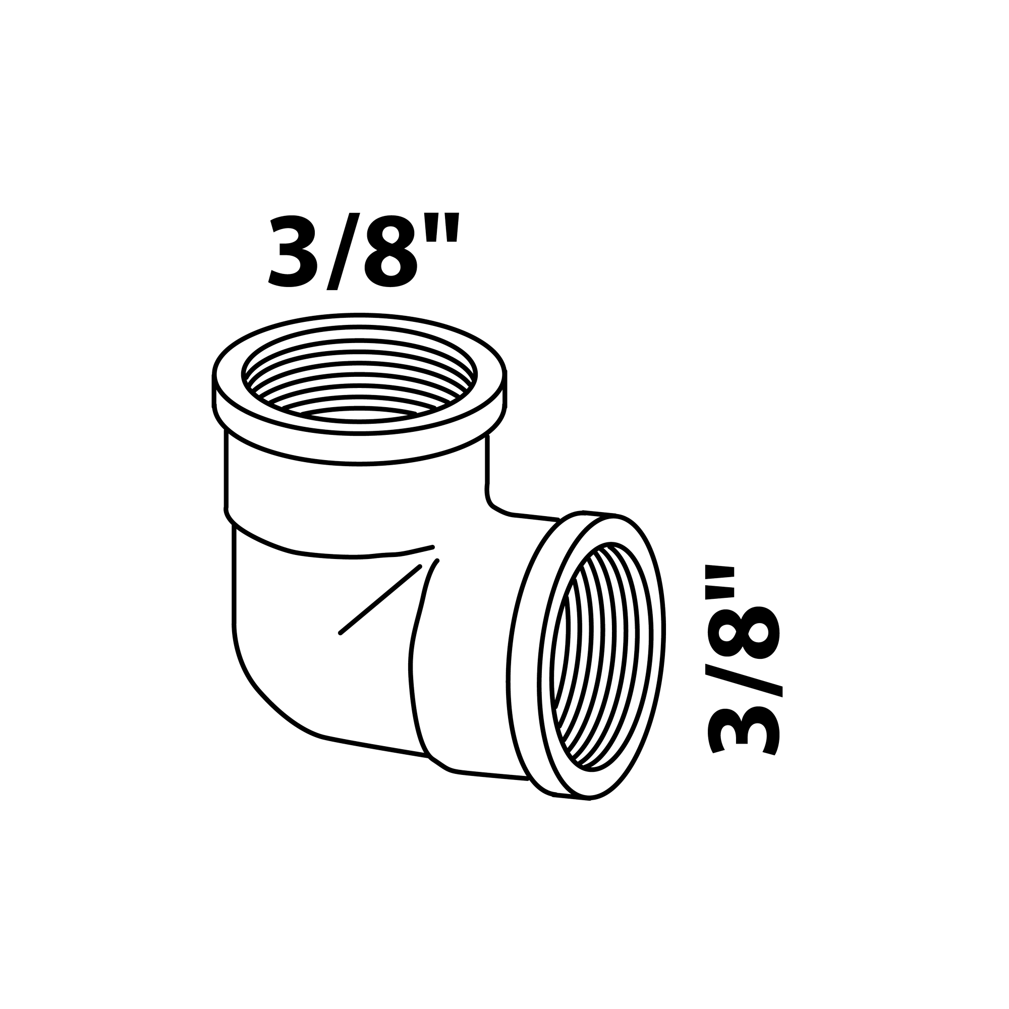 Rohrwinkel 90° Messing verchromt 3/8" IG