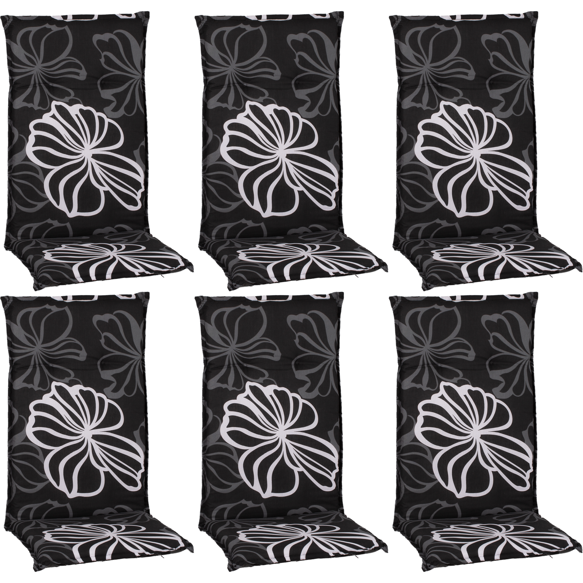 Hochlehner-Auflagen-Set 'Barcelona' schwarz/weiß 50 x 118 x 6 cm 6 Stück
