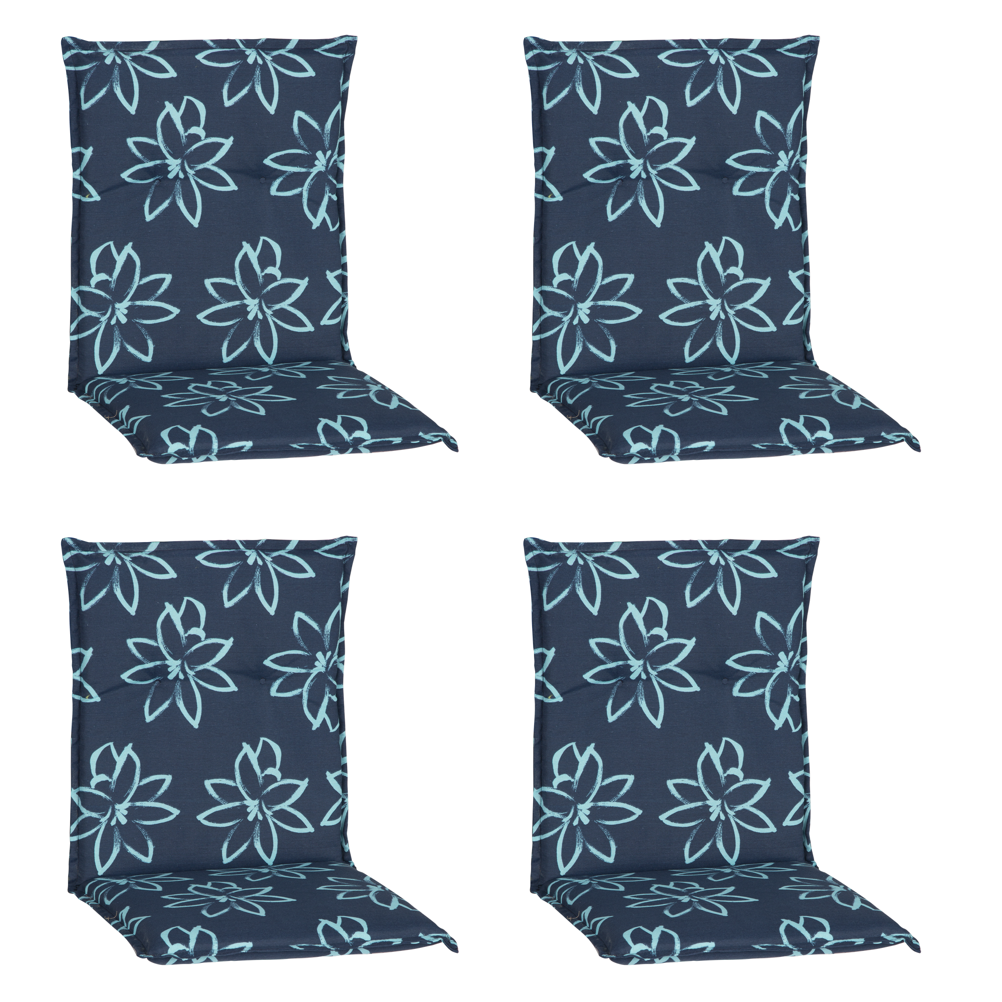 Niedriglehner-Auflagen-Set 'Barcelona' hellblau/dunkelblau 50 x 101 x 6 cm 4 Stück