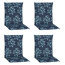 Niedriglehner-Auflagen-Set 'Barcelona' hellblau/dunkelblau 50 x 101 x 6 cm 4 Stück