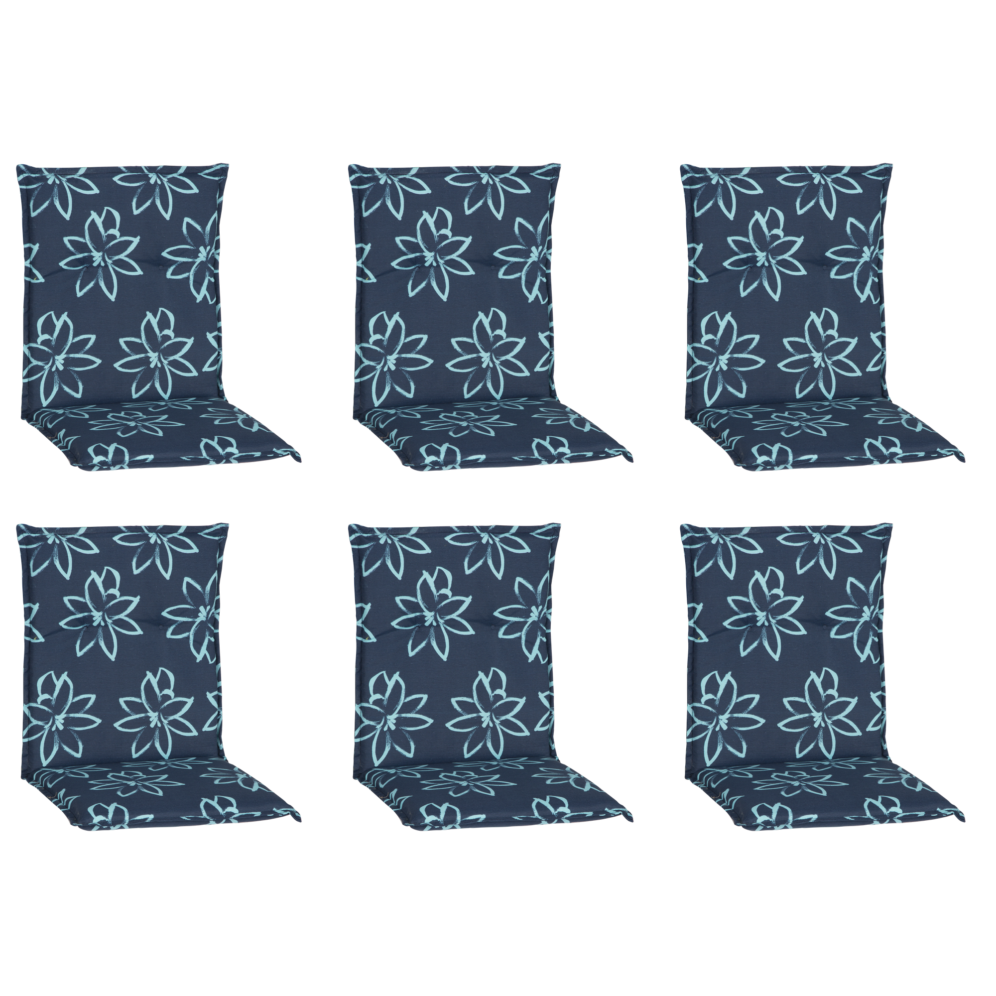 Niedriglehner-Auflagen-Set 'Barcelona' hellblau/dunkelblau 50 x 101 x 6 cm 6 Stück