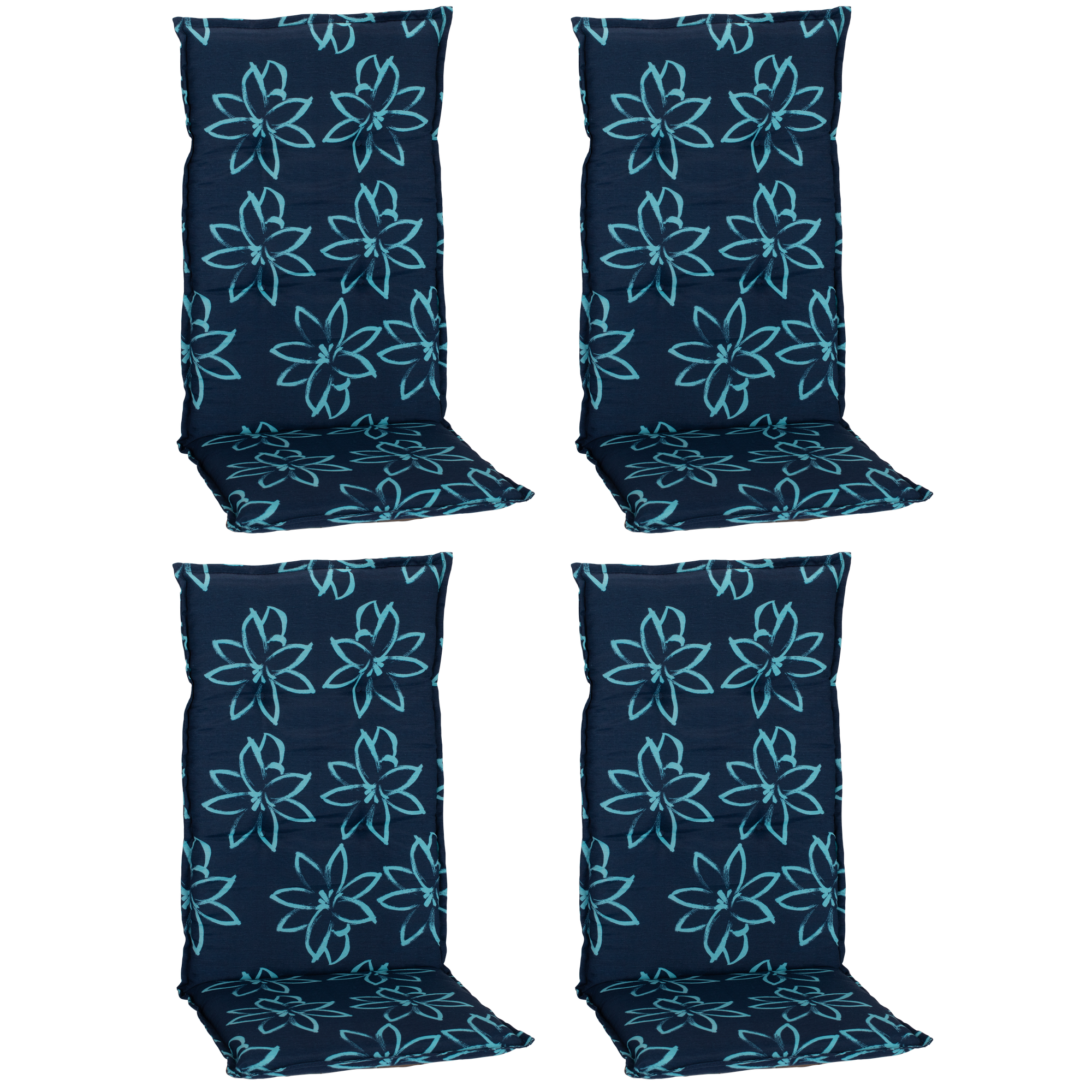 Hochlehner-Auflagen-Set 'Barcelona' hellblau/dunkelblau 50 x 118 x 6 cm 4 Stück