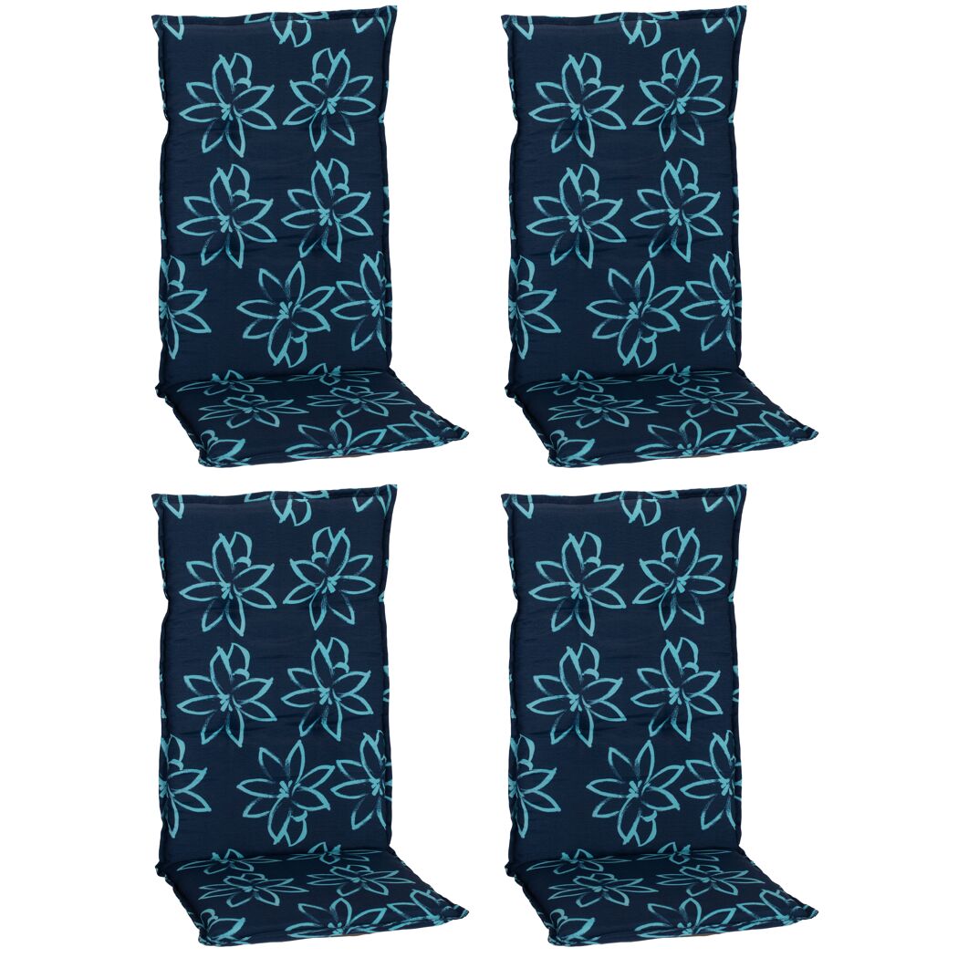 Hochlehner-Auflagenset 'Bunde' hellblau/dunkelblau 50 x 118 x 6 cm 4 Stück