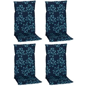 Hochlehner-Auflagen-Set 'Barcelona' hellblau/dunkelblau 50 x 118 x 6 cm 4 Stück