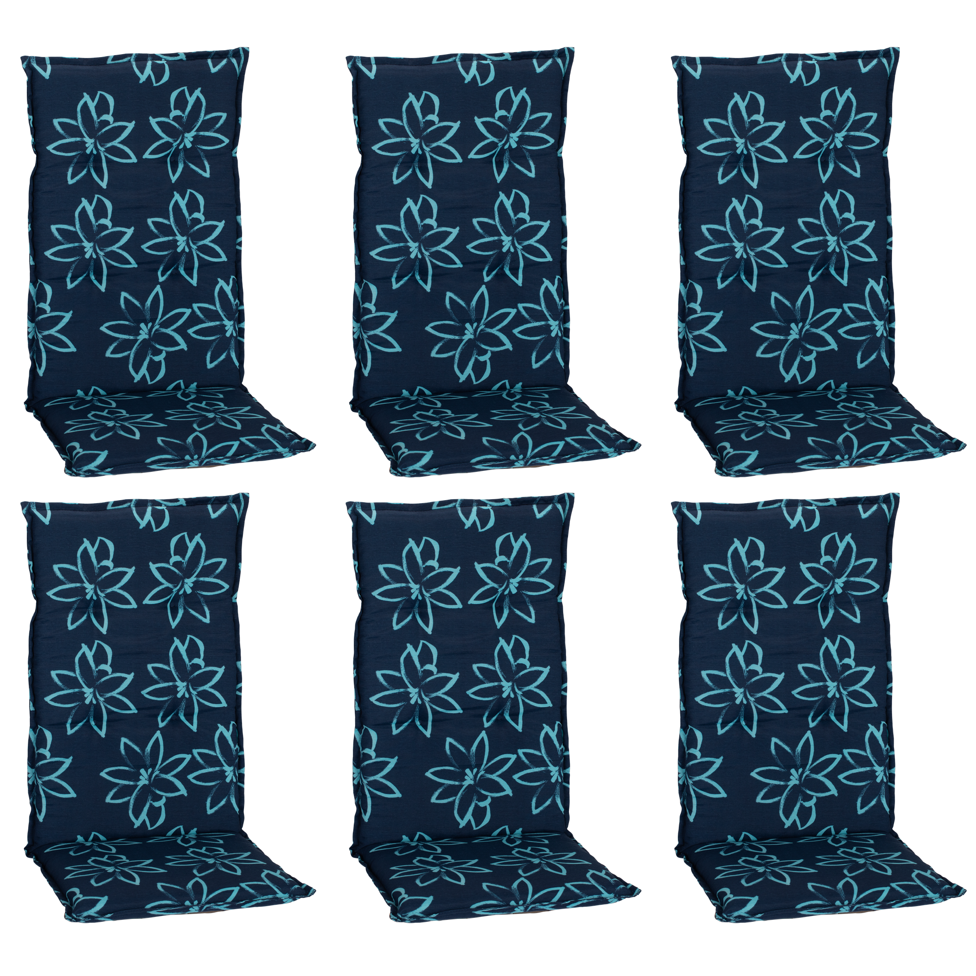 Hochlehner-Auflagen-Set 'Barcelona' hellblau/dunkelblau 50 x 118 x 6 cm 6 Stück